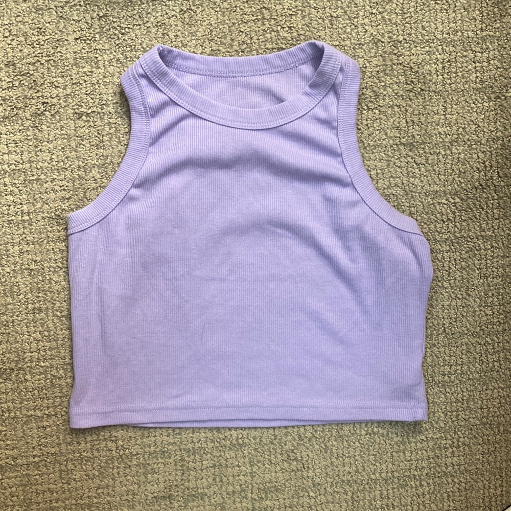 Purple Racerback Crop Tank Top